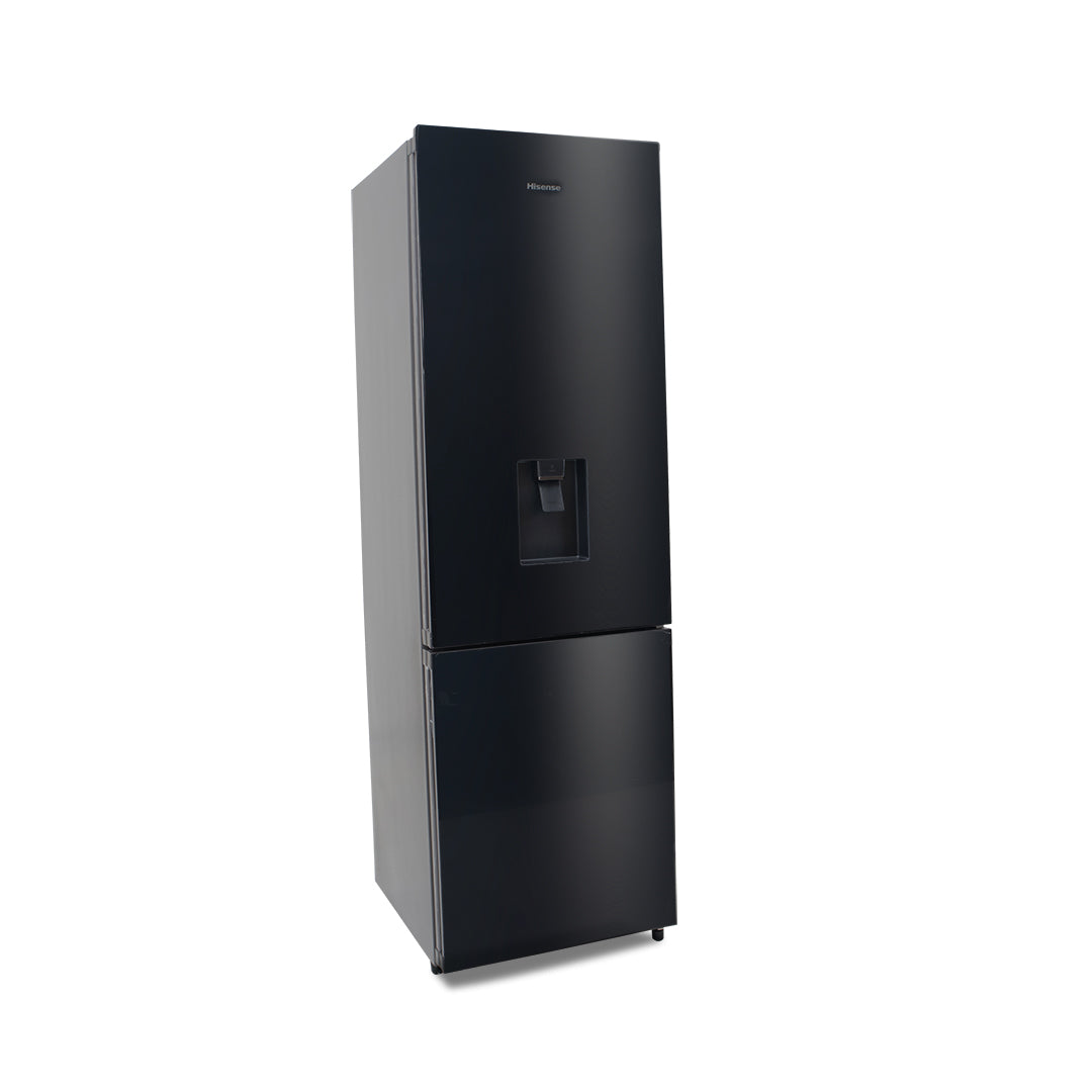 Hisense Fridge with Bottom Freezer & Water Dispenser - Black Glass