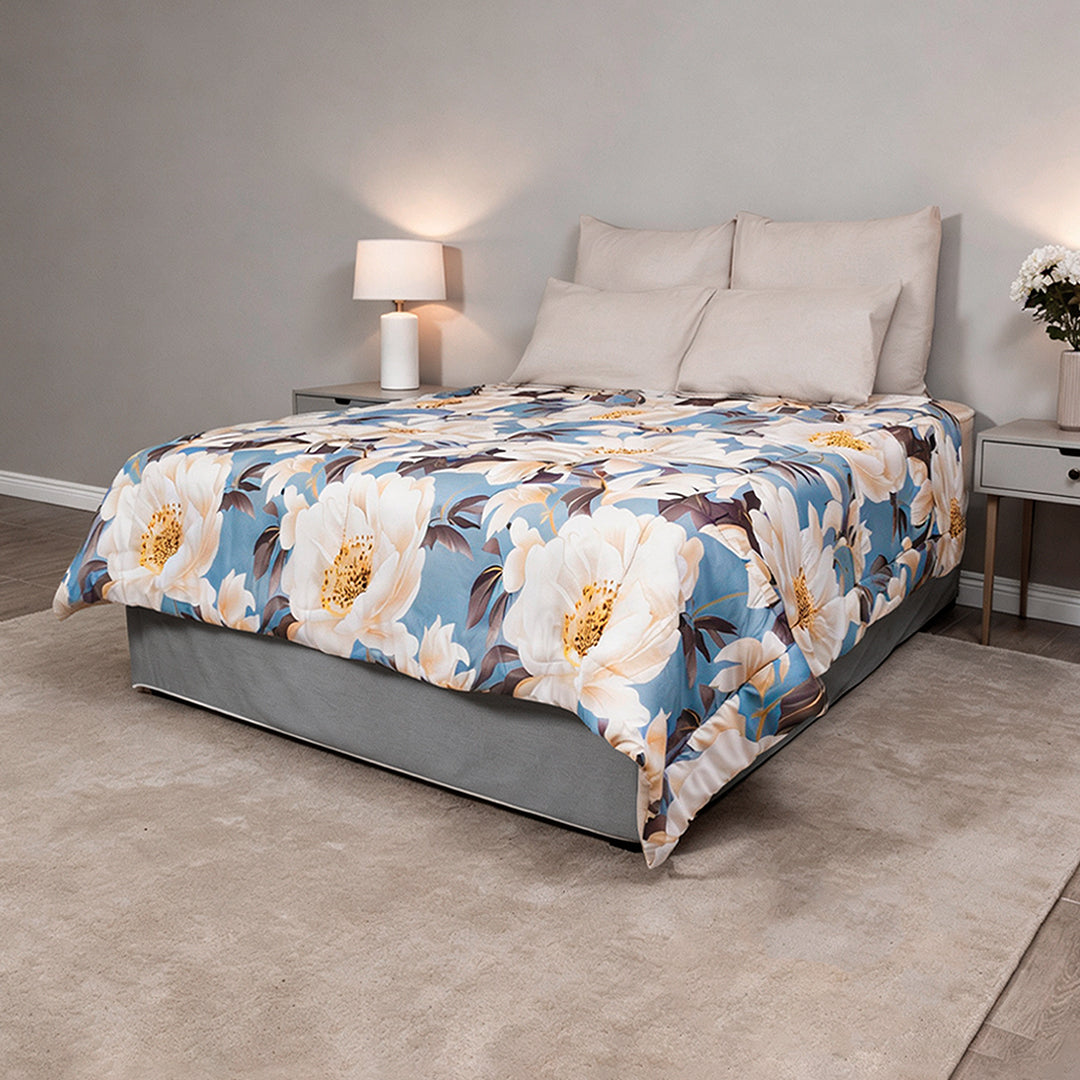 Misty Blue Petals 6 Piece Comforter Set